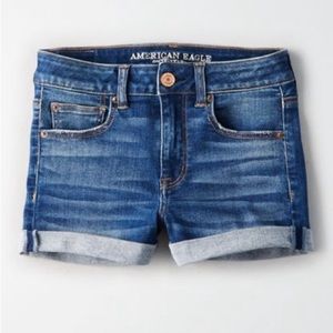AE NE(X)T  Level High-Waisted Denim Shorts in Horizon Blue
